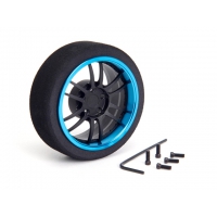 HIROSEIKO (Flat Black + T-Blue) Alloy Steering MF Wheel (6-Spoke)
